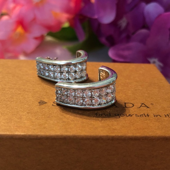 Silpada Cubic Zirconia Sterling Silver Earrings P1395 - Picture 13 of 17